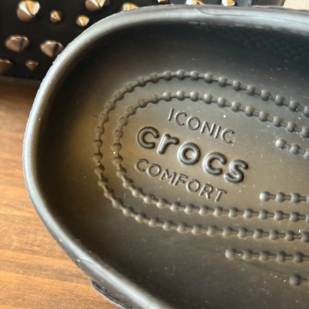 Crocs Bae Platform Studded Clogs Black Metal Spike Goth Emo Womens Size 5